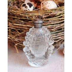 GL Parfumeflakon Præget Glas  [H7,5cm] Sølvlåg
