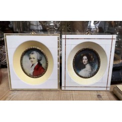 2 x Miniature Billeder [Perlemor] Mozart & Frue