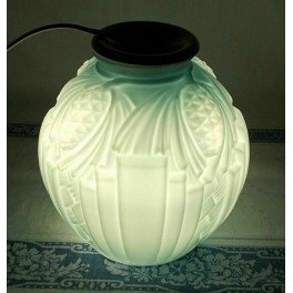 Gammel Fransk Lampe Turkis Opalglas [H21cm] ART DECO