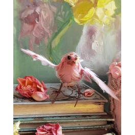 Gl. fransk Fugl ROSA FJER Gl. fransk Fugl ROSA FJER