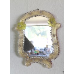 Gl. Murano spejl [26,5x22cm] GULE Blomster