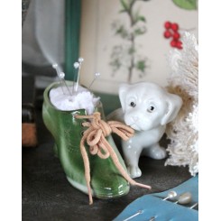 Fransk Nålepude SKO [Porcelæn] og Hund