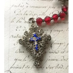 1800-tals Sølv Filigran Kors Granat perler*