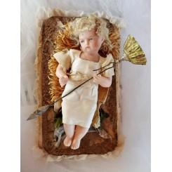 Voks JESUSBARN med Blå Glasøjne [26cm] 1800-tal