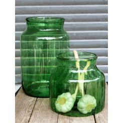 Smuk Vase RILLET Grønt Glas [H21xØ21cm]