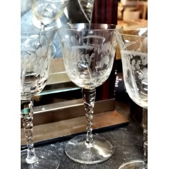 Gamle Franske Krystalglas med Snoet Stilk - STK