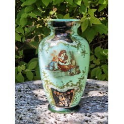 Art Nouveau Vase i Grønt Opalineglas [H28cm]