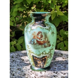 Art Nouveau Vase i Grønt Opalineglas [H28cm]