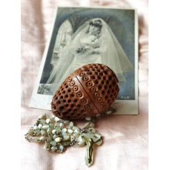 Antikt Æg Håndlavet i Corozo-nød (til rosenkransen)
