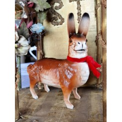 Antik Hare Papmaché Candycontainer [Glasøjne] H17,5x16,5cm