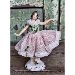 Figur med Blonde-skørt Danserinde [11cm] Porcelæn