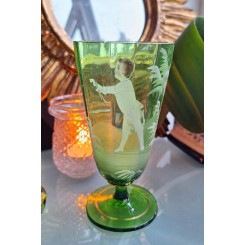 Antikt Glas Glas Håndlavet [Mary Gregory] GRØN