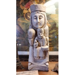 Gammel Figur Madonna og Barn [H30cm] Stenfigur