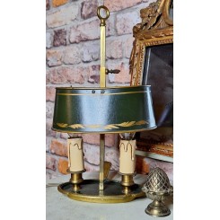 Gammel Fransk Bouillotte Lampe Metalskærm [H34cm]