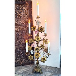 5-armet Kirkestage [H75cm] Pastel & Messingblomster