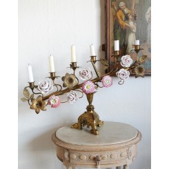 Fransk 1800-tals Kirkestage - 8 Porcelænsblomster [H41/25x64cm]