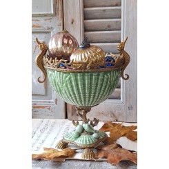 Muslingeskål Porcelæn Bronze med SØHESTE [H27,5cm]