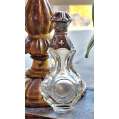 Antik Fransk Parfumeflakon Klart glas [H11cm] Præget Sølvlåg