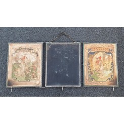 Sj&aelig;ldent Art Nouveau 3-fl&oslash;jet Barberspejl [Lukket-30x21cm] Triptykon