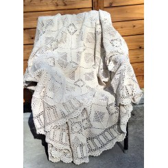 Vintage Oldemorstæppe Hæklet [234x215cm]