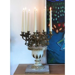 1800-Tals Lysestage med en Speciel Fod [H43cm] Træ/Metal