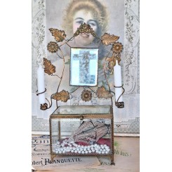 Fransk Glasskrin Brudeskrin med Spejl [H38,5cm] Napoleon III