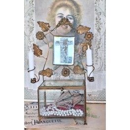 Fransk Glasskrin Brudeskrin med Spejl [H38,5cm] Napoleon III