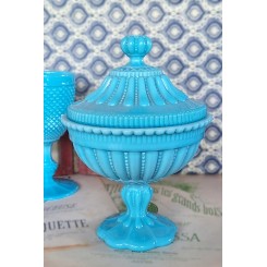 Stor Fransk Opaline Bonbonniere [H22xØ16cm] TURKIS