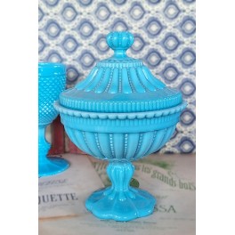 Stor Fransk Opaline Bonbonniere [H22xØ16cm] TURKIS