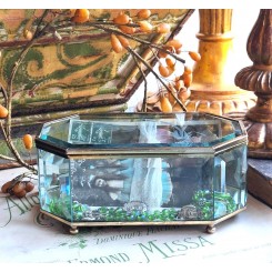 Franskt Art Deco Smykkeskrin CISELERING [H7,5x18,5x10,5cm] med Spejlbund