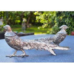 Gl. Fasaner Metalfigurer 'SØLV' [12x31cm] PAR