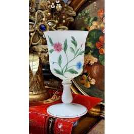 Gammelt Opalglas Souvenirglas [H18cm] Blomstermotiv