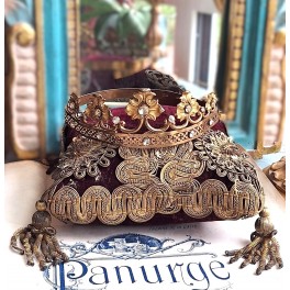 Antik Brudekrone Madonnakrone med Klare Sten [H6x17cm]