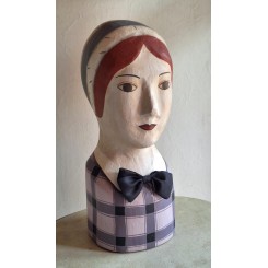 Smukt Hattehoved Parykhoved i Papmaché [H36cm] Marotte