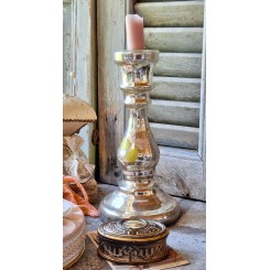 1800-tals Fattigmandsstager med Rosa & Gule Blomster [H22cm] 