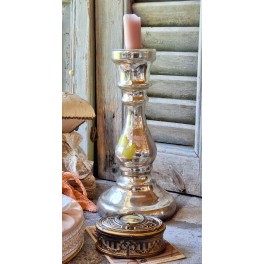 1800-tals Fattigmandsstager med Rosa & Gule Blomster [H22cm] 