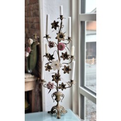 1800-tals Fransk 7-armet Kirkestage med Mix Blomster [H87cm]