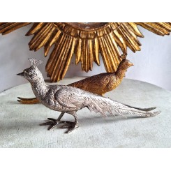 Gl. Fasaner Metalfigurer 'GULD-SØLV' [10,5x24cm] Par