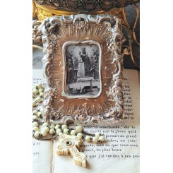 Gammelt Religiøst Billede (10,5x7,5cm) SORT MADONNA