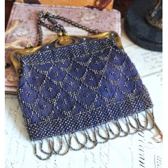 Art Nouveau Taske med Perler [17x16cm] Violet