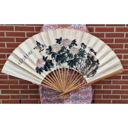 Gammel Japansk Vifte Hånddekoreret på Papir (70x125cm) Gammel Japansk Vifte Hånddekoreret på Papir (70x125cm)