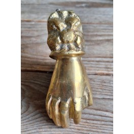 Gammel Messing Dørhammer HÅND [L10x10cm] 'A'
