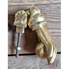 Gammel Dørhammer Messing HÅND [L10x10cm] 'B'