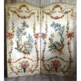 Gammel Påklædningsskærm Håndmalet Canvas (H168cm)