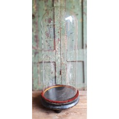 Stor Fransk Glasglobe Glaskuppel på Træbase [H60cm] 