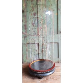 Stor Fransk Glasglobe Glaskuppel på Træbase [H60cm] 