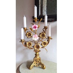 Fransk 5-armet Kirkestage Mix Blomster [H42,5,5x28cm] 