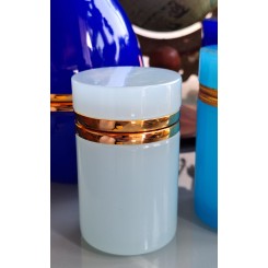 Antik Opaline Cylinder Glasskrin BLÅLIG [~1930] Guldkant