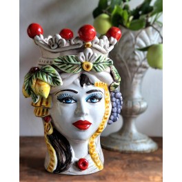 Hovedvase Donna Teste di Moro Krone & Frugter  [H28cm] Handmade
