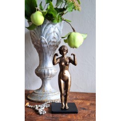 Art Nouveau NØGEN KVINDE Skulptur Messing L21cm] ~1900